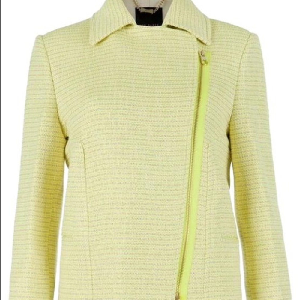 Ted Baker Cropped Boucle Jacket in lemon yellow